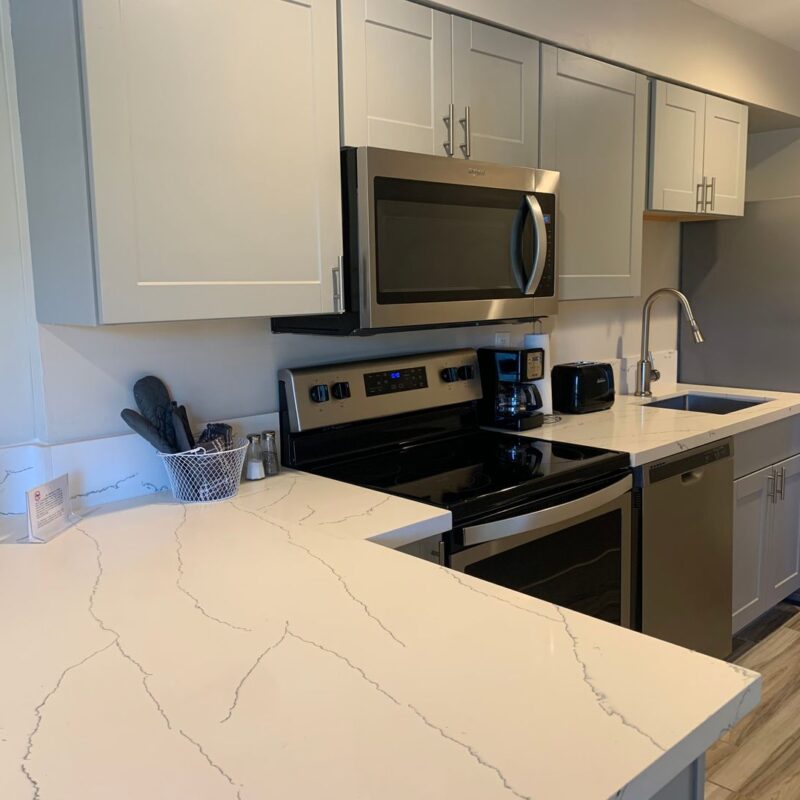 Modern kitchen with stainless steel appliances